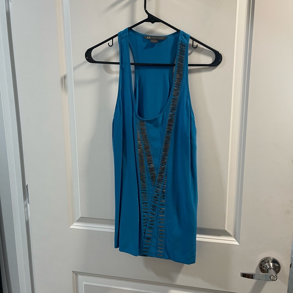 Armani Exchange Teal Sleeveless Shell